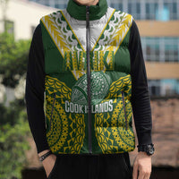 Custom Avaiki Cook Islands Rugby Sleeveless Puffer Jacket Kuki Airani Tatau Green LT14 - Polynesian Pride