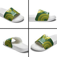 Avaiki Cook Islands Rugby Slide Sandals Kuki Airani Tatau Green LT14 - Polynesian Pride