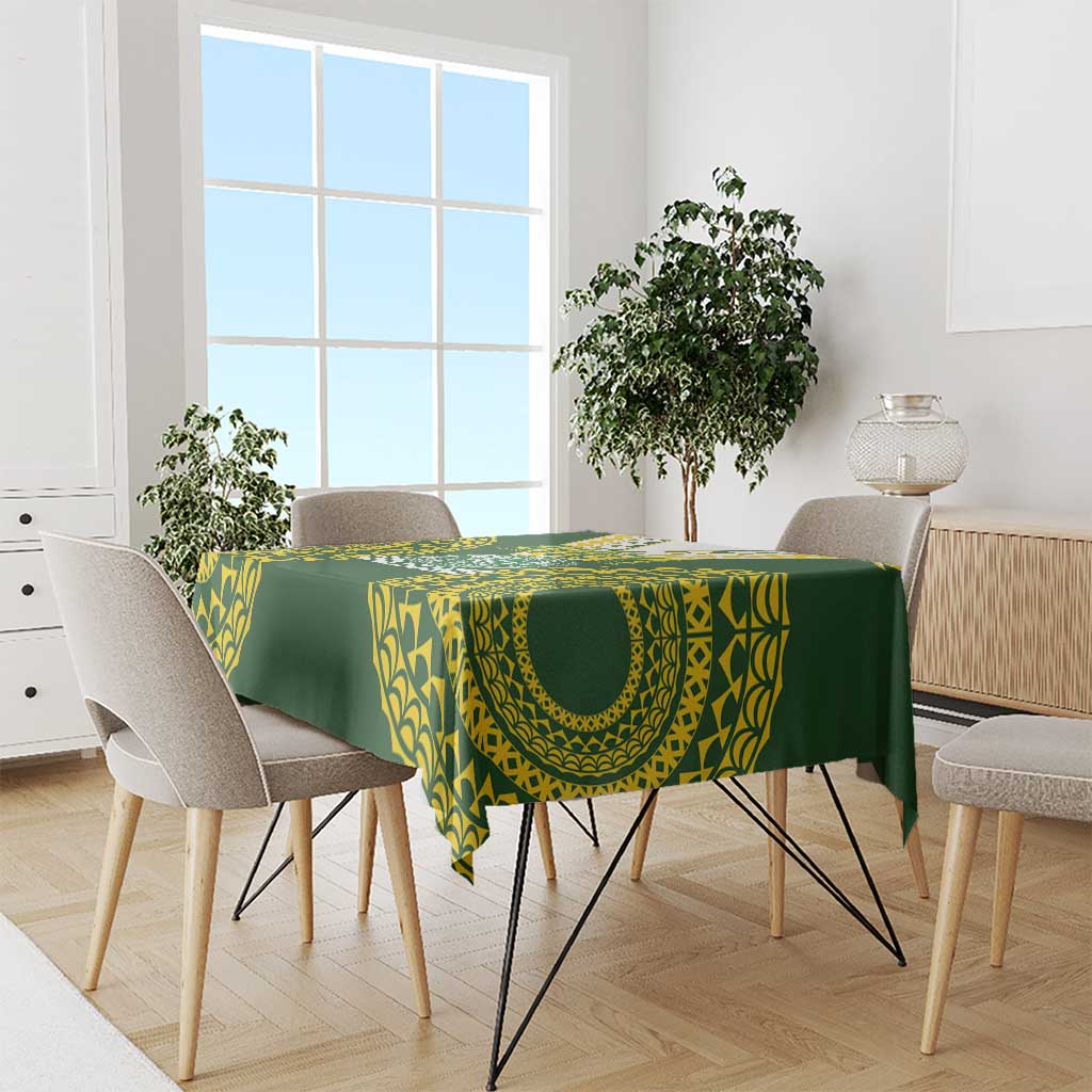Avaiki Cook Islands Rugby Tablecloth Kuki Airani Tatau Green LT14 - Polynesian Pride