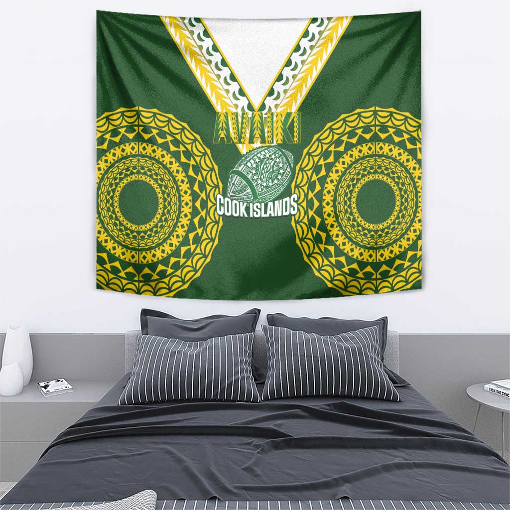 Avaiki Cook Islands Rugby Tapestry Kuki Airani Tatau Green LT14 - Polynesian Pride