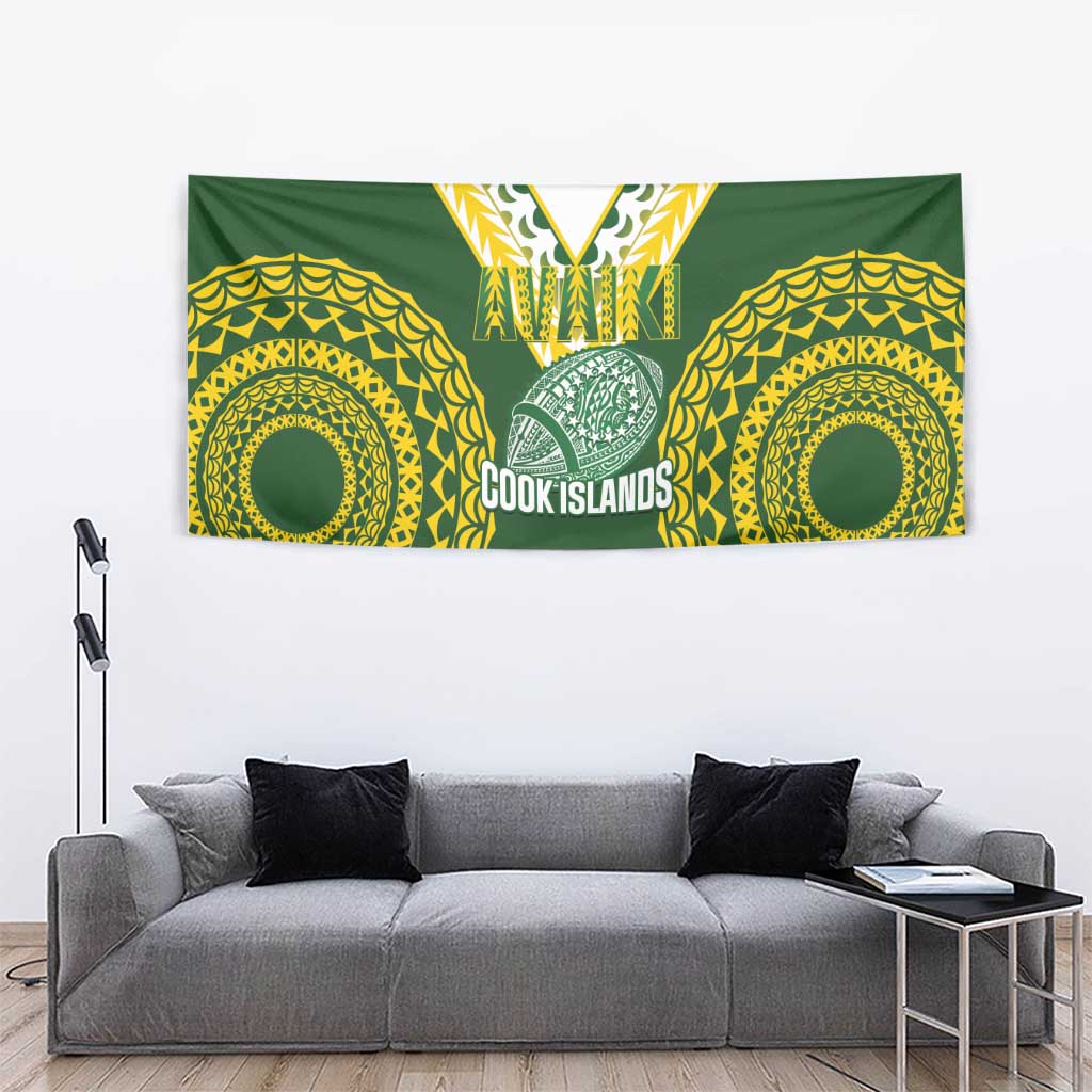 Avaiki Cook Islands Rugby Tapestry Kuki Airani Tatau Green LT14 - Polynesian Pride