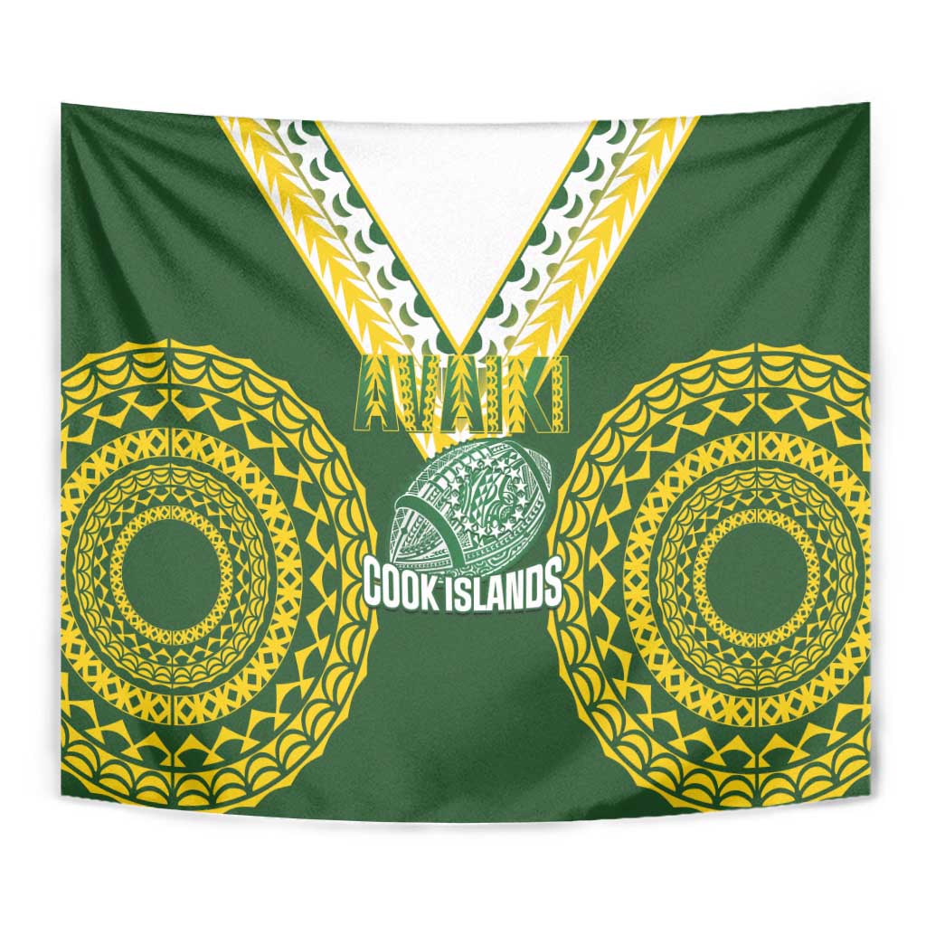 Avaiki Cook Islands Rugby Tapestry Kuki Airani Tatau Green LT14 - Polynesian Pride