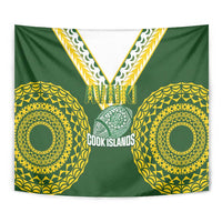 Avaiki Cook Islands Rugby Tapestry Kuki Airani Tatau Green LT14 - Polynesian Pride