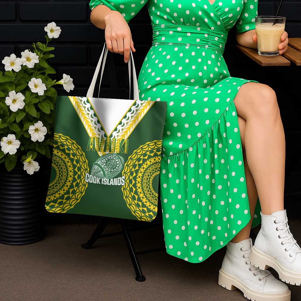 Avaiki Cook Islands Rugby Tote Bag Kuki Airani Tatau Green LT14 - Polynesian Pride