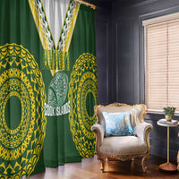 Avaiki Cook Islands Rugby Window Curtain Kuki Airani Tatau Green LT14 - Polynesian Pride