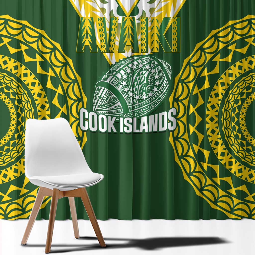 Avaiki Cook Islands Rugby Window Curtain Kuki Airani Tatau Green LT14 - Polynesian Pride