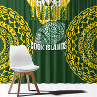 Avaiki Cook Islands Rugby Window Curtain Kuki Airani Tatau Green LT14 - Polynesian Pride