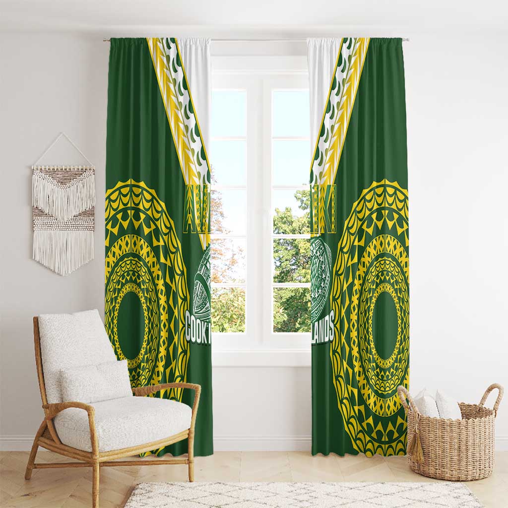 Avaiki Cook Islands Rugby Window Curtain Kuki Airani Tatau Green LT14 - Polynesian Pride