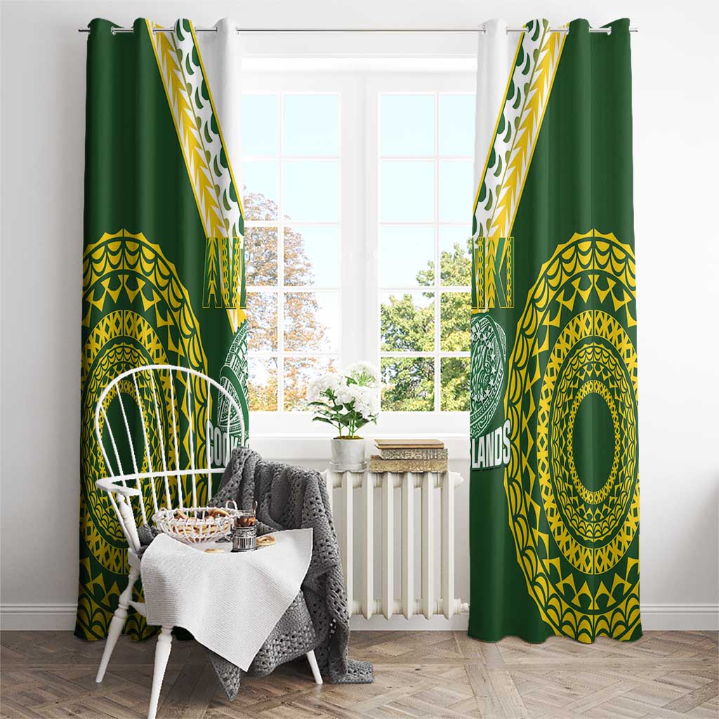 Avaiki Cook Islands Rugby Window Curtain Kuki Airani Tatau Green LT14 - Polynesian Pride