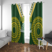 Avaiki Cook Islands Rugby Window Curtain Kuki Airani Tatau Green LT14 With Grommets Green - Polynesian Pride