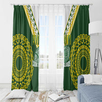 Avaiki Cook Islands Rugby Window Curtain Kuki Airani Tatau Green LT14 - Polynesian Pride