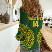 Custom Avaiki Cook Islands Rugby Women Casual Shirt Kuki Airani Tatau Green LT14 - Polynesian Pride