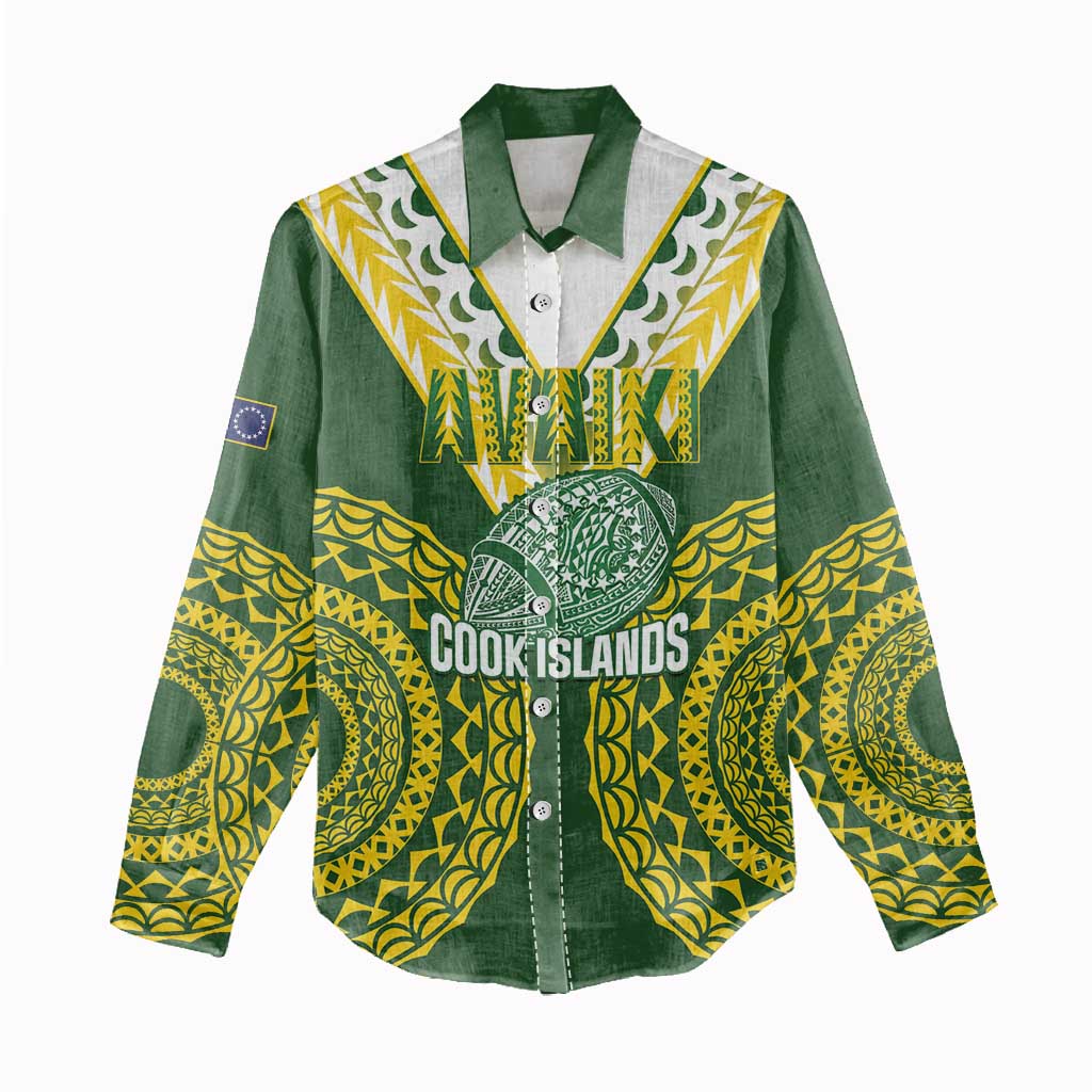 Custom Avaiki Cook Islands Rugby Women Casual Shirt Kuki Airani Tatau Green LT14 - Polynesian Pride