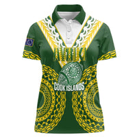 Custom Avaiki Cook Islands Rugby Women Polo Shirt Kuki Airani Tatau Green LT14 Female Green - Polynesian Pride