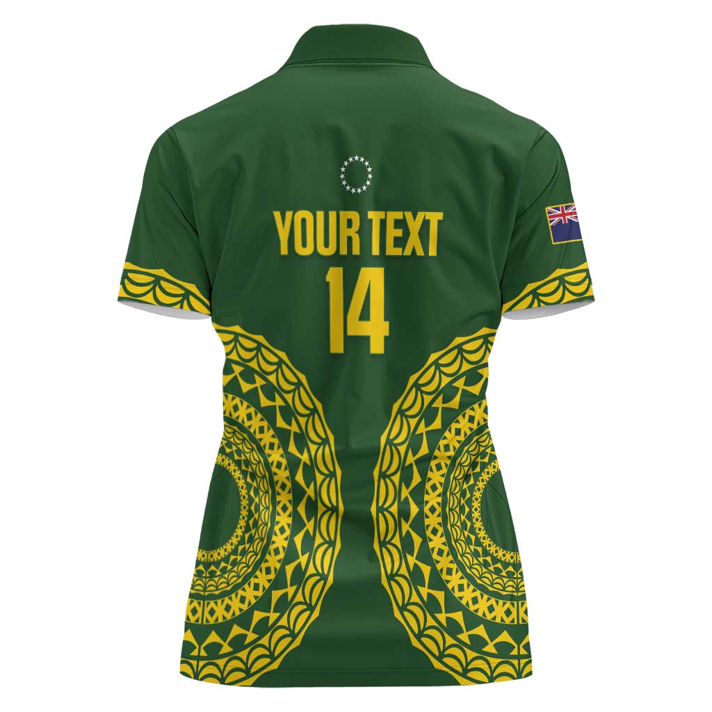 Custom Avaiki Cook Islands Rugby Women Polo Shirt Kuki Airani Tatau Green LT14 - Polynesian Pride