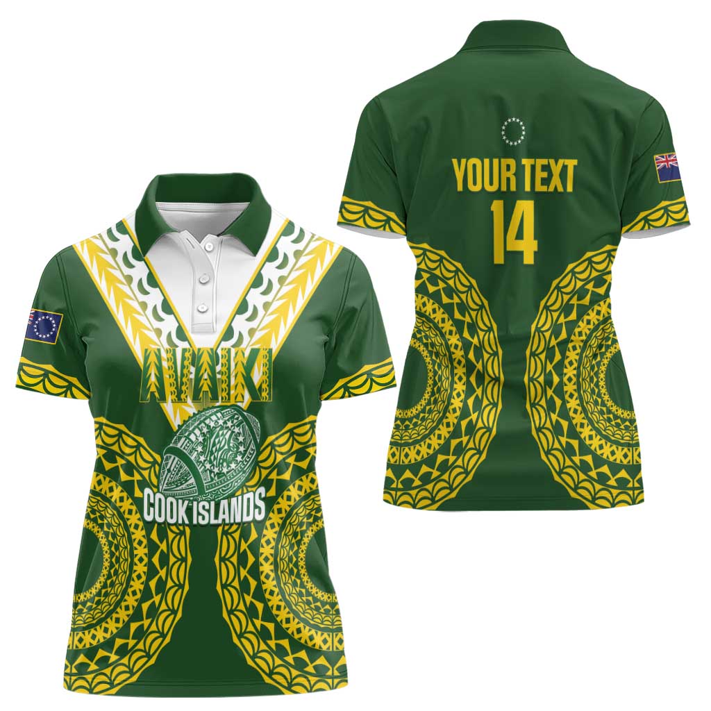 Custom Avaiki Cook Islands Rugby Women Polo Shirt Kuki Airani Tatau Green LT14 - Polynesian Pride