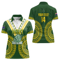Custom Avaiki Cook Islands Rugby Women Polo Shirt Kuki Airani Tatau Green LT14 - Polynesian Pride