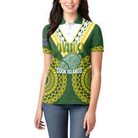 Custom Avaiki Cook Islands Rugby Women Polo Shirt Kuki Airani Tatau Green LT14 - Polynesian Pride
