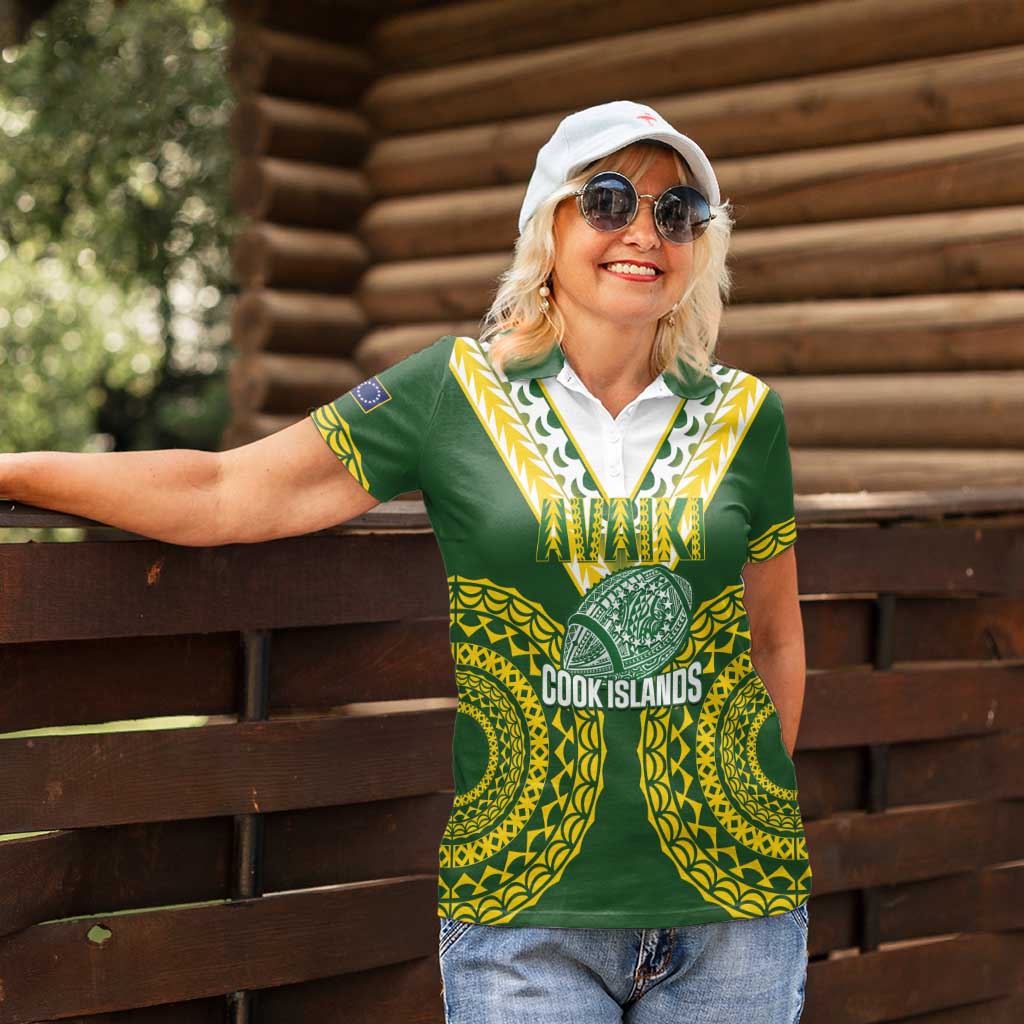 Custom Avaiki Cook Islands Rugby Women Polo Shirt Kuki Airani Tatau Green LT14 - Polynesian Pride