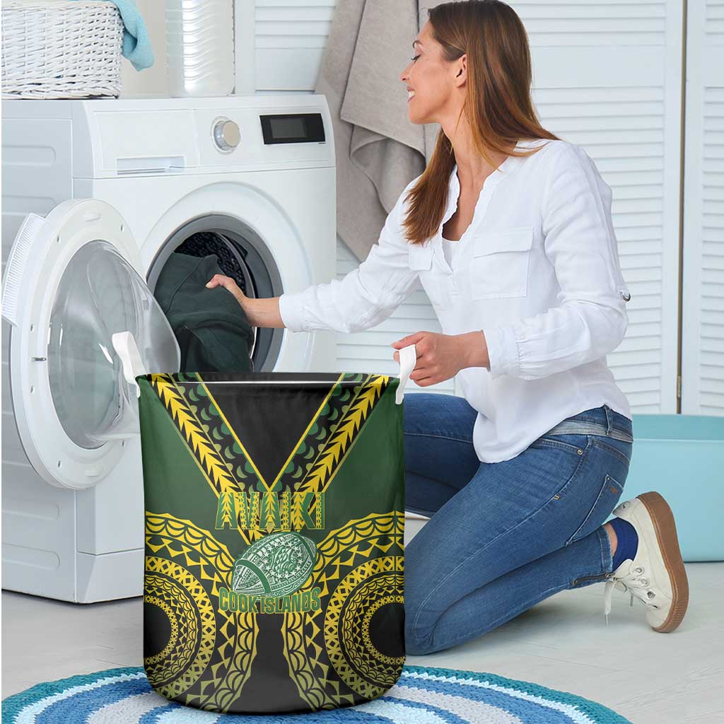 Avaiki Cook Islands Rugby Laundry Basket Kuki Airani Tatau Black LT14 - Polynesian Pride