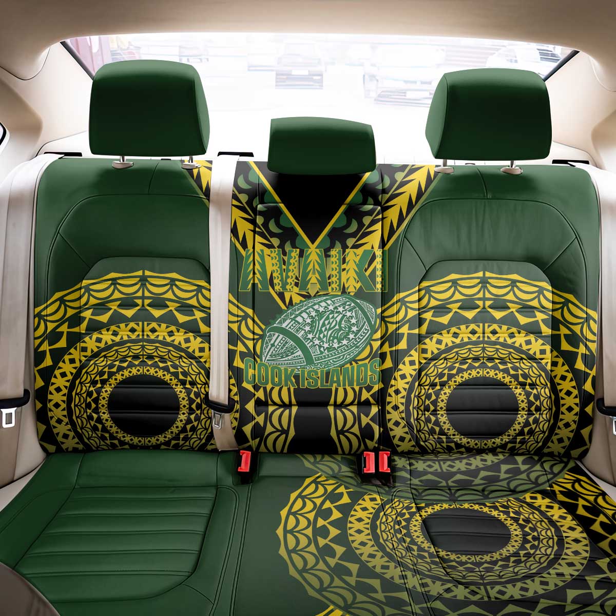 Avaiki Cook Islands Rugby Back Car Seat Cover Kuki Airani Tatau Black LT14 - Polynesian Pride