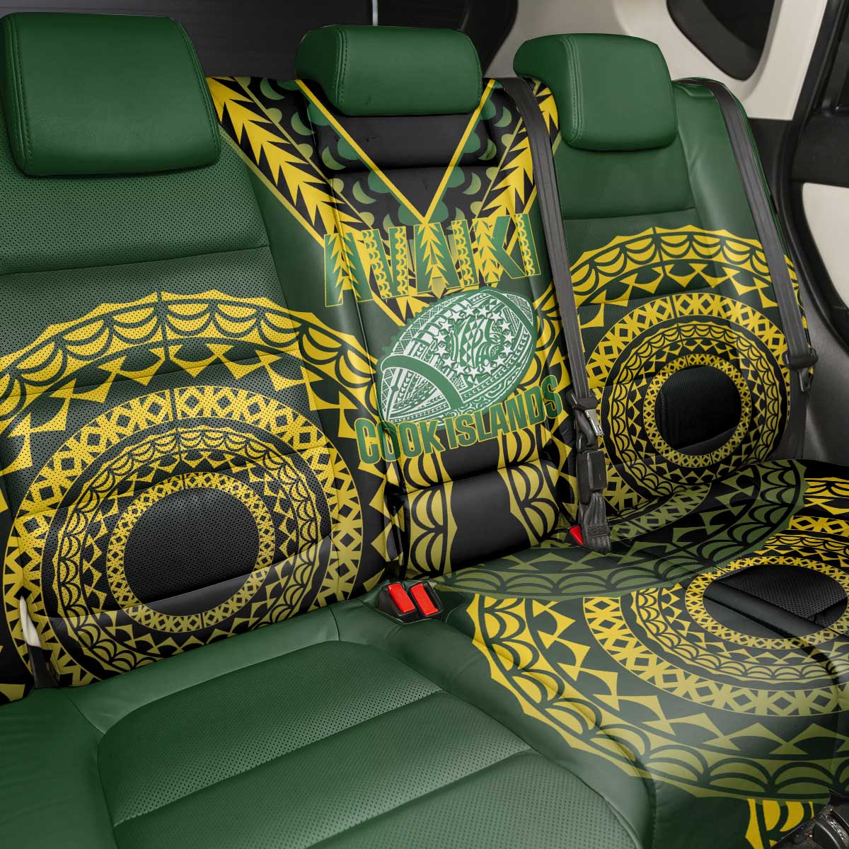 Avaiki Cook Islands Rugby Back Car Seat Cover Kuki Airani Tatau Black LT14 - Polynesian Pride