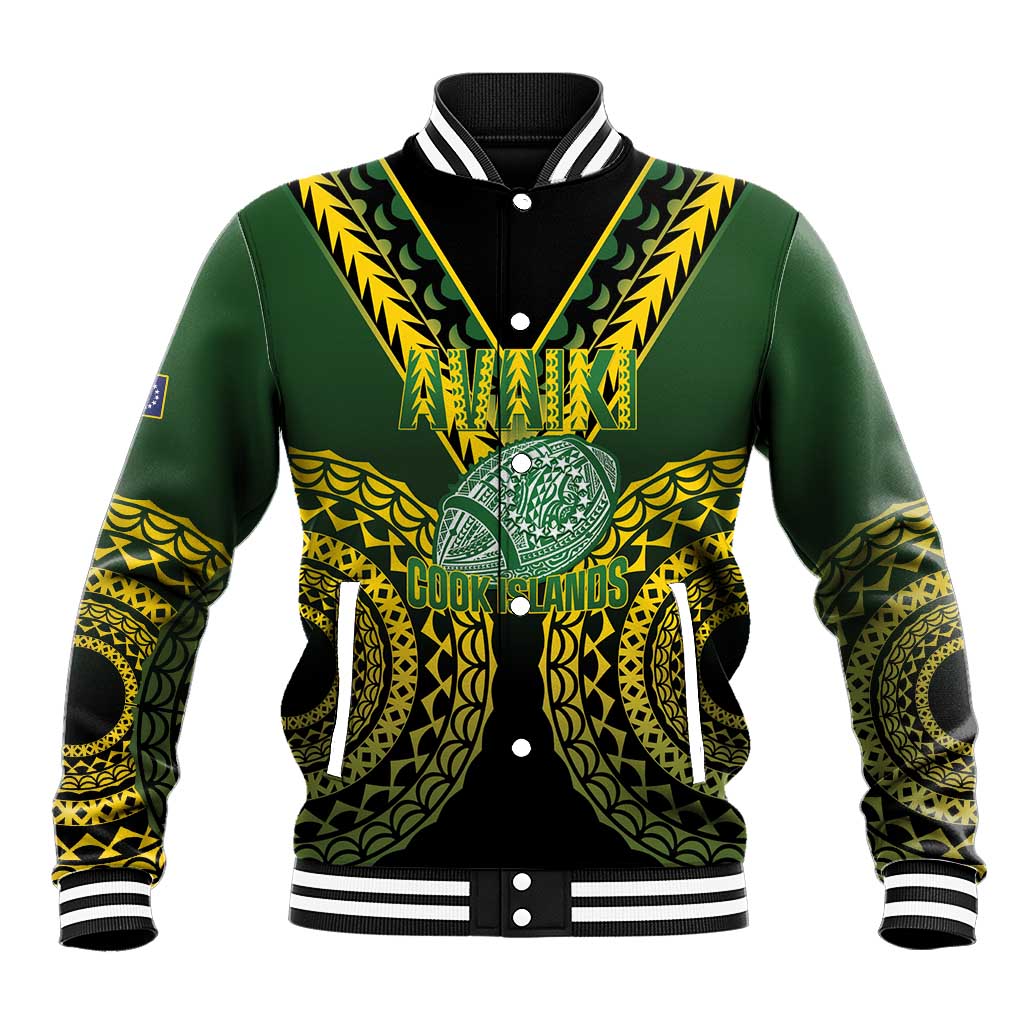 Custom Avaiki Cook Islands Rugby Baseball Jacket Kuki Airani Tatau Black LT14 Unisex Black - Polynesian Pride
