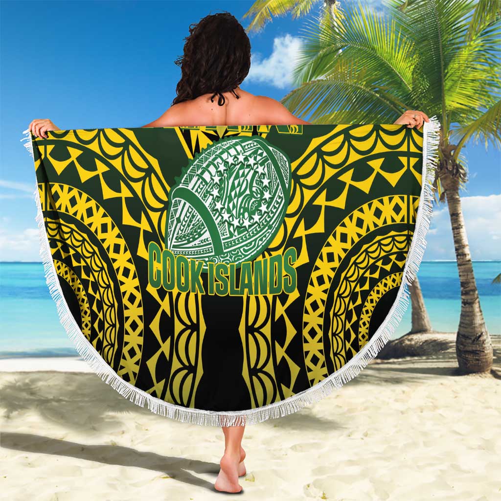 Avaiki Cook Islands Rugby Beach Blanket Kuki Airani Tatau Black LT14 - Polynesian Pride