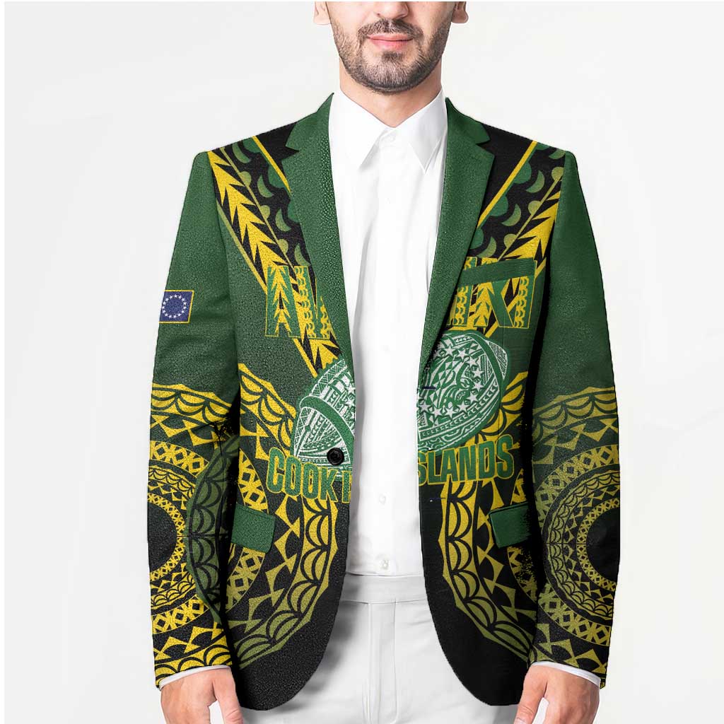 Custom Avaiki Cook Islands Rugby Blazer Kuki Airani Tatau Black LT14 - Polynesian Pride