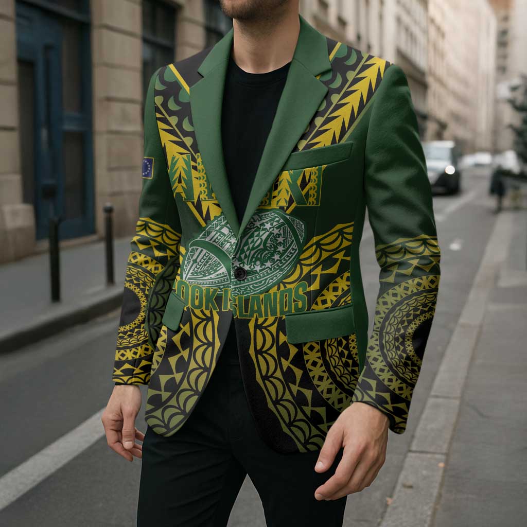 Custom Avaiki Cook Islands Rugby Blazer Kuki Airani Tatau Black LT14 - Polynesian Pride