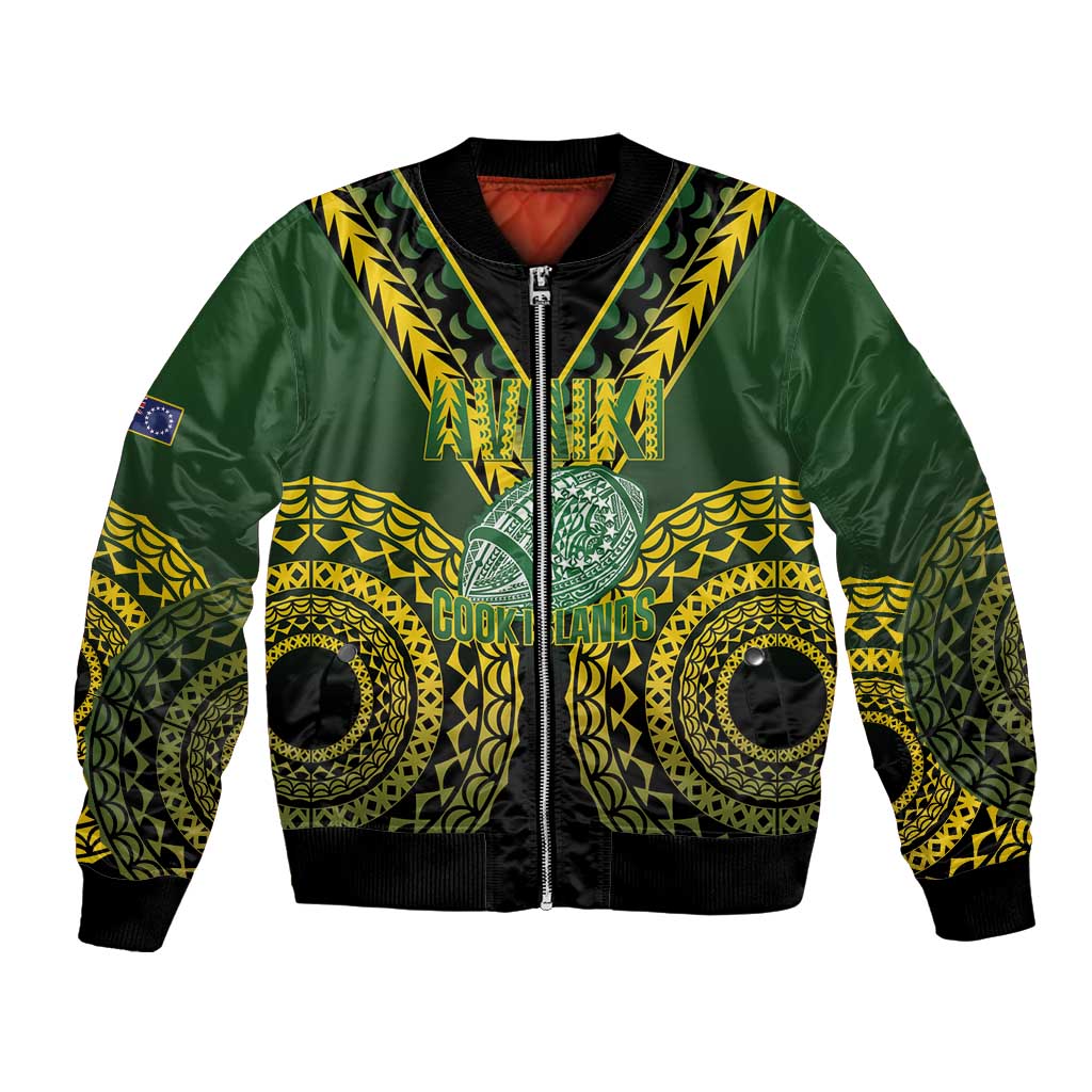 Custom Avaiki Cook Islands Rugby Bomber Jacket Kuki Airani Tatau Black LT14 Unisex Black - Polynesian Pride