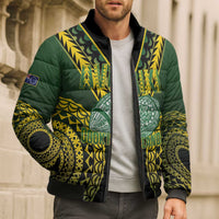 Custom Avaiki Cook Islands Rugby Bomber Puffer Jacket Kuki Airani Tatau Black LT14 - Polynesian Pride