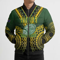 Custom Avaiki Cook Islands Rugby Bomber Puffer Jacket Kuki Airani Tatau Black LT14 - Polynesian Pride