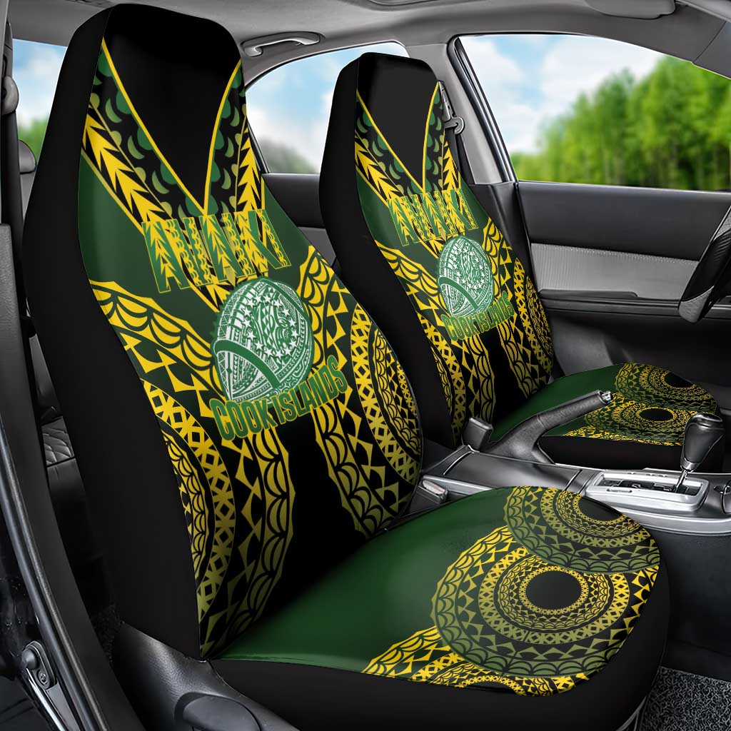 Avaiki Cook Islands Rugby Car Seat Cover Kuki Airani Tatau Black LT14 - Polynesian Pride