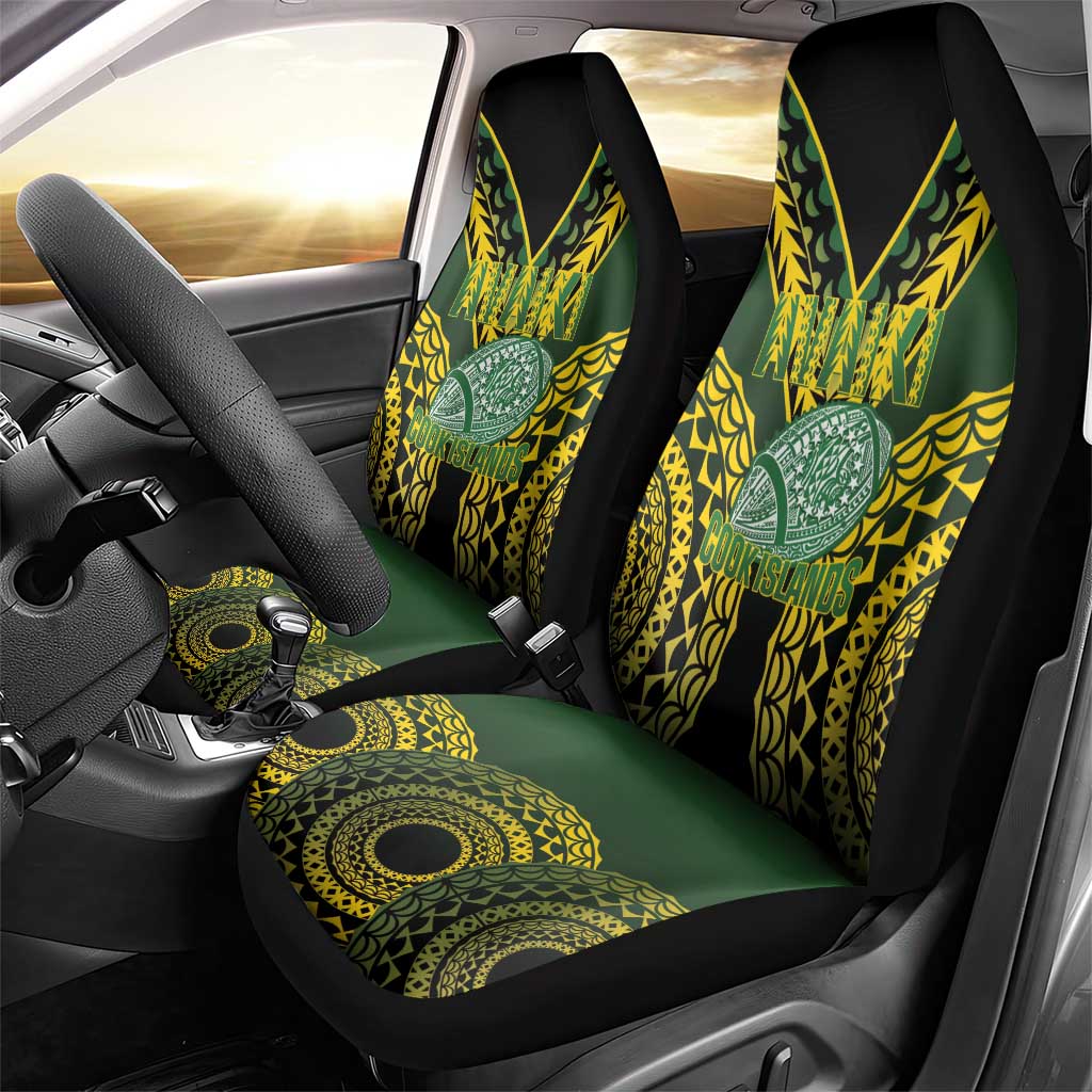 Avaiki Cook Islands Rugby Car Seat Cover Kuki Airani Tatau Black LT14 - Polynesian Pride