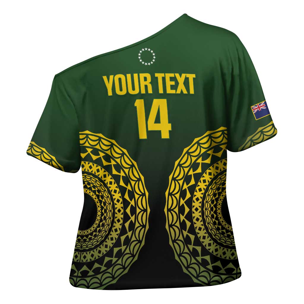 Custom Avaiki Cook Islands Rugby Cross Shoulder Shirt Kuki Airani Tatau Black LT14 - Polynesian Pride