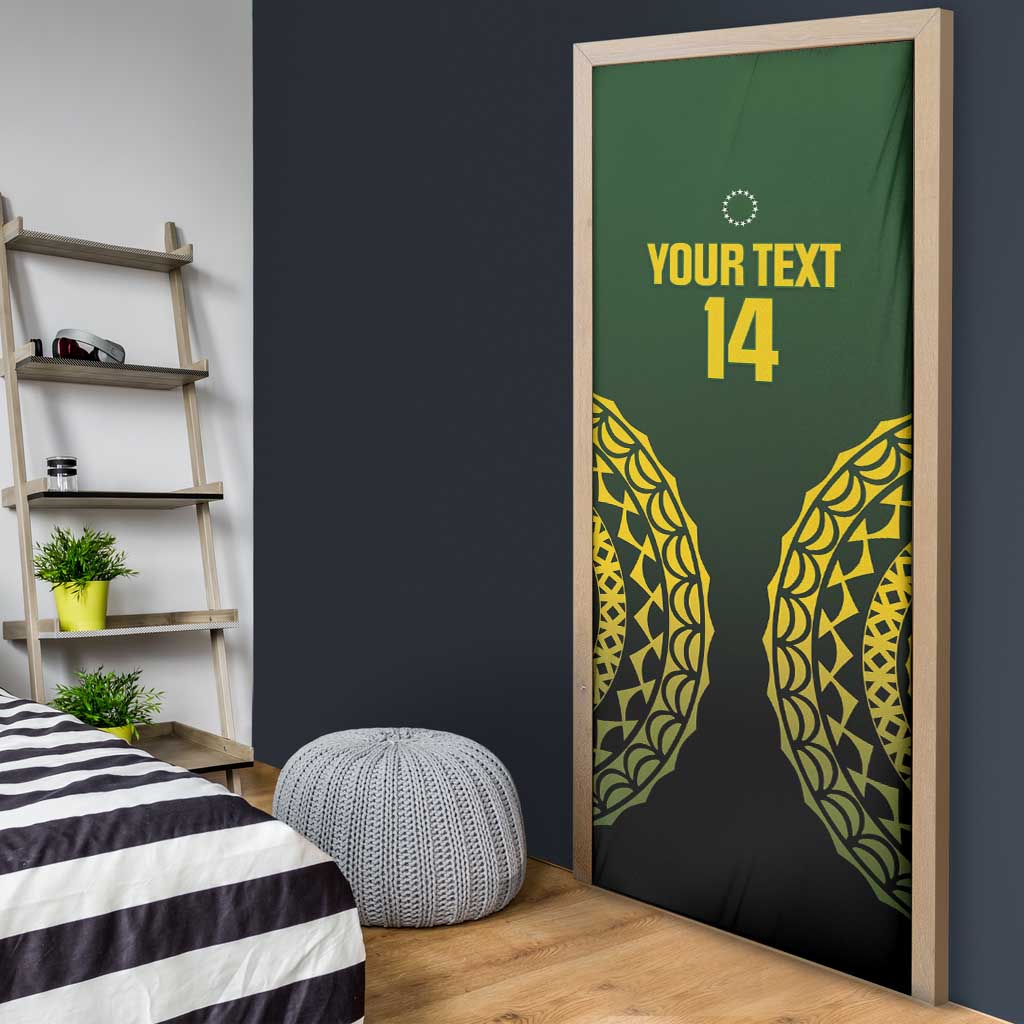 Custom Avaiki Cook Islands Rugby Door Cover Kuki Airani Tatau Black LT14 - Polynesian Pride