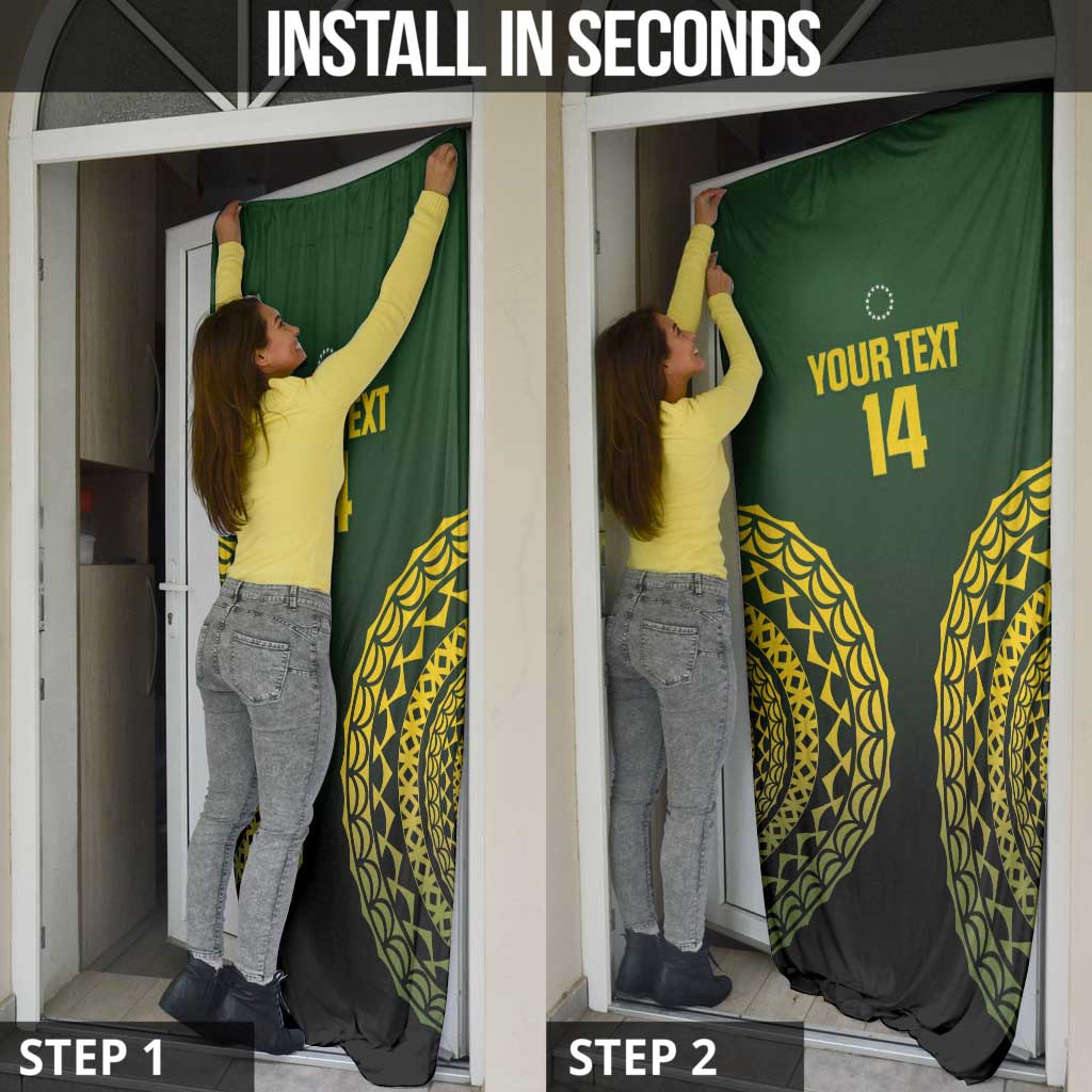 Custom Avaiki Cook Islands Rugby Door Cover Kuki Airani Tatau Black LT14 - Polynesian Pride