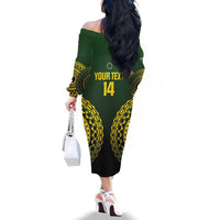 Custom Avaiki Cook Islands Rugby Family Matching Off The Shoulder Long Sleeve Dress and Hawaiian Shirt Kuki Airani Tatau Black - Polynesian Pride