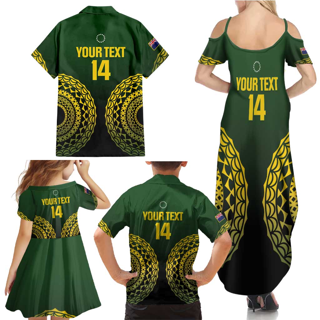 Custom Avaiki Cook Islands Rugby Family Matching Summer Maxi Dress and Hawaiian Shirt Kuki Airani Tatau Black - Polynesian Pride