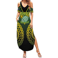 Custom Avaiki Cook Islands Rugby Family Matching Summer Maxi Dress and Hawaiian Shirt Kuki Airani Tatau Black - Polynesian Pride
