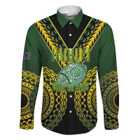 Custom Avaiki Cook Islands Rugby Family Matching Tank Maxi Dress and Hawaiian Shirt Kuki Airani Tatau Black - Polynesian Pride