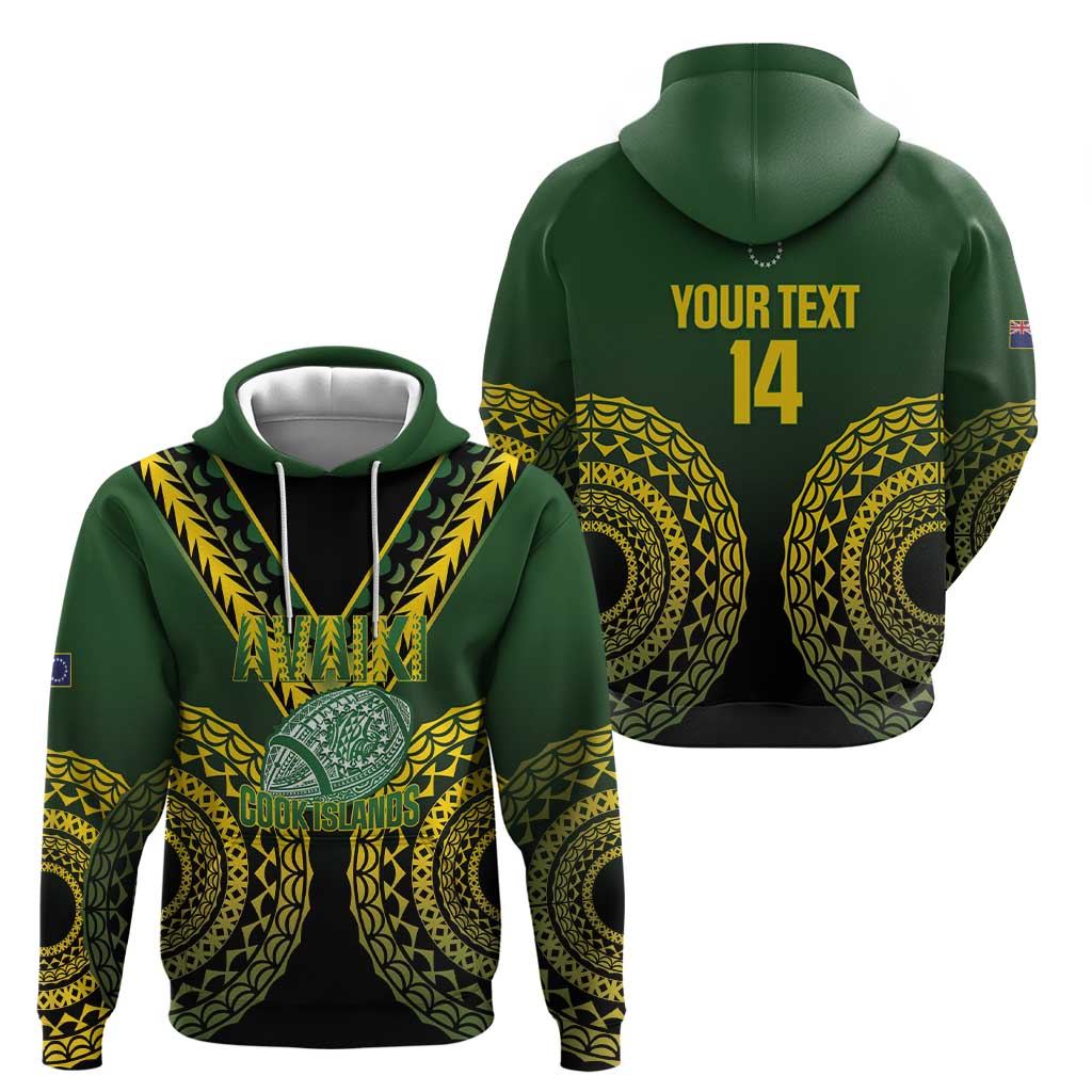 Custom Avaiki Cook Islands Rugby Hoodie Kuki Airani Tatau Black LT14 - Polynesian Pride