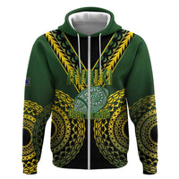 Custom Avaiki Cook Islands Rugby Hoodie Kuki Airani Tatau Black LT14 Zip Hoodie Black - Polynesian Pride
