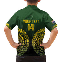 Custom Avaiki Cook Islands Rugby Kid Hawaiian Shirt Kuki Airani Tatau Black - Polynesian Pride