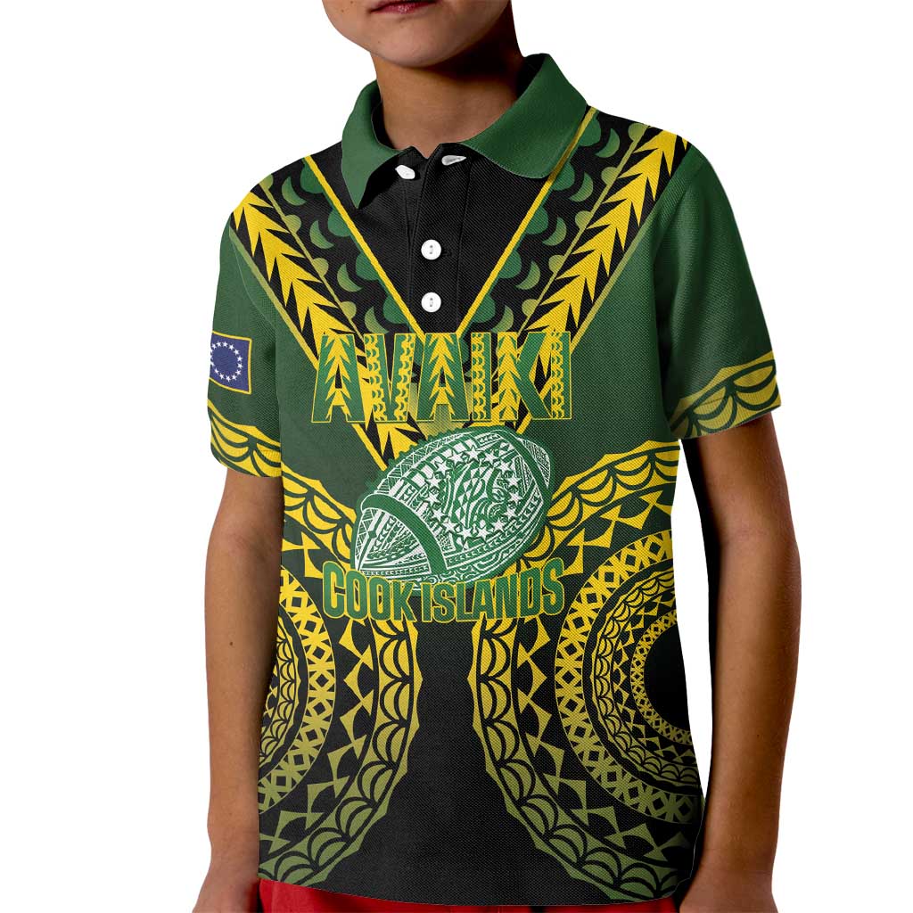 Custom Avaiki Cook Islands Rugby Kid Polo Shirt Kuki Airani Tatau Black LT14 Kid Black - Polynesian Pride