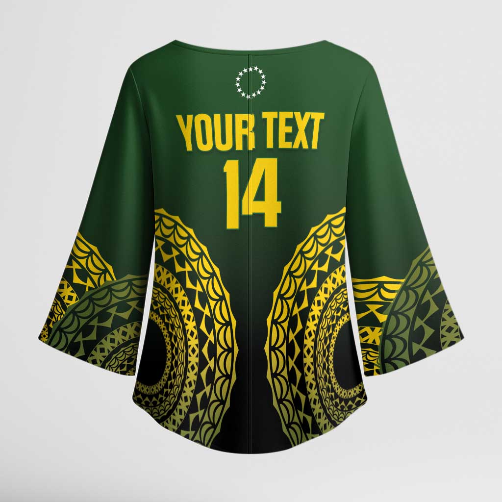 Custom Avaiki Cook Islands Rugby Kimono Sleeve Blouse Kuki Airani Tatau Black LT14 - Polynesian Pride