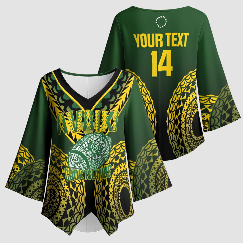 Custom Avaiki Cook Islands Rugby Kimono Sleeve Blouse Kuki Airani Tatau Black LT14 - Polynesian Pride