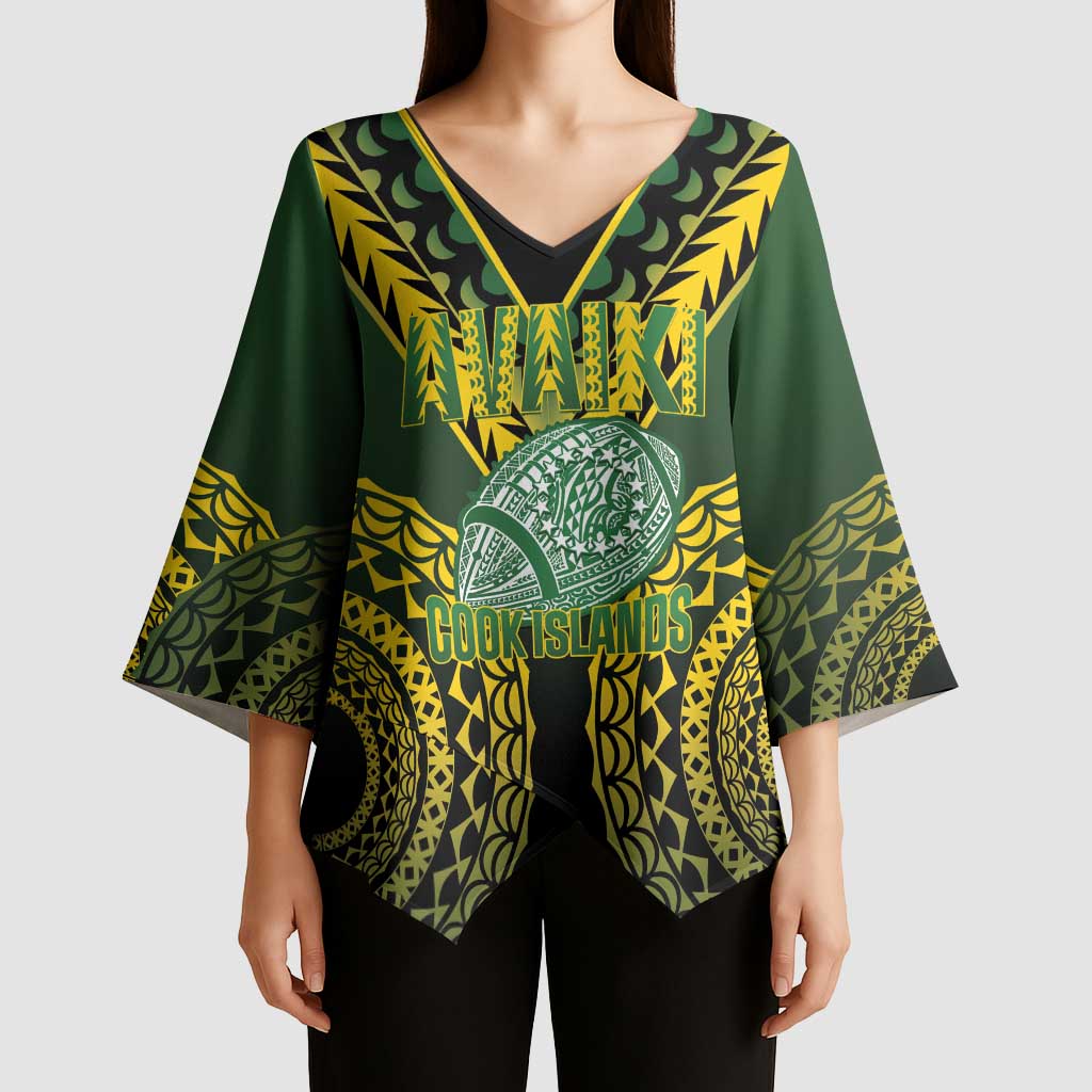 Custom Avaiki Cook Islands Rugby Kimono Sleeve Blouse Kuki Airani Tatau Black LT14 - Polynesian Pride