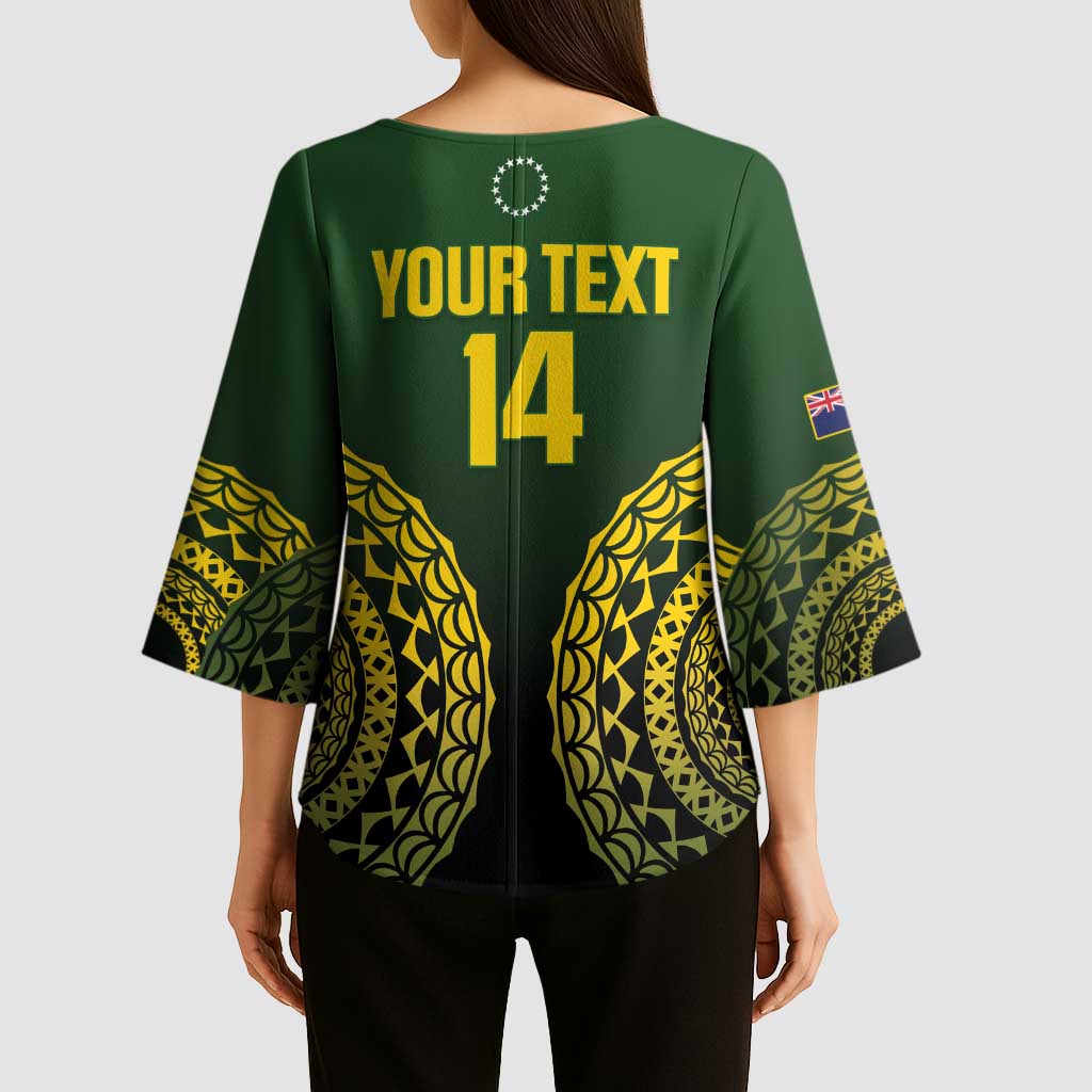 Custom Avaiki Cook Islands Rugby Kimono Sleeve Blouse Kuki Airani Tatau Black LT14 - Polynesian Pride